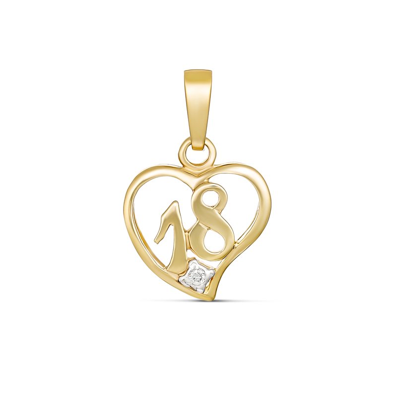 18th Birth Diamond Heart Pendant