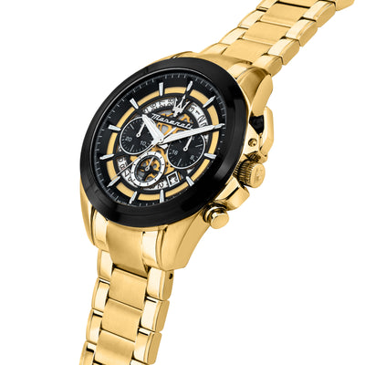 Maserati Traguardo 45mm Chronograph Gold Stainless Steel Strap Watch