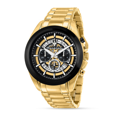 Maserati Traguardo 45mm Chronograph Gold Stainless Steel Strap Watch
