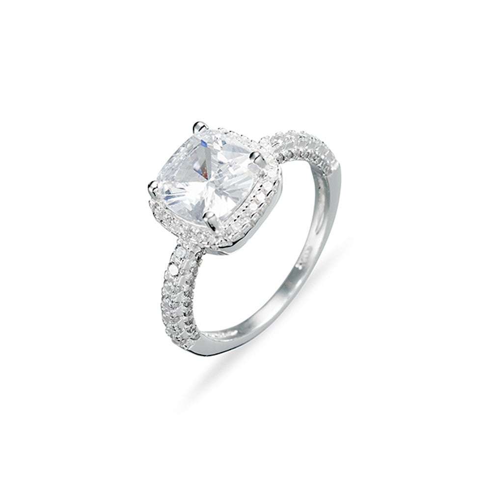 CZ Stone With Halo Ring