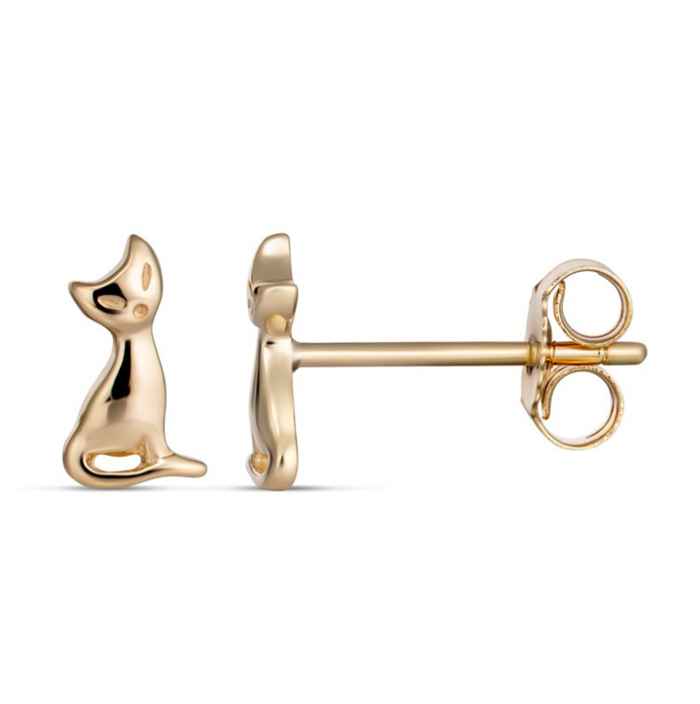 Cat Stud Earring 9kt Yellow Gold