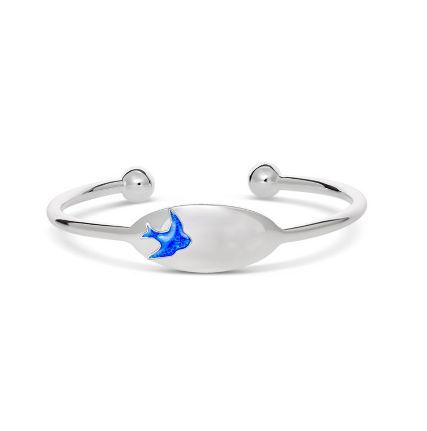 Charlie Bluebird Cuff Bangle Silver 45mm