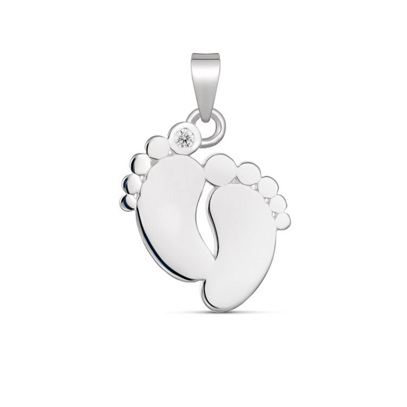 Baby Feet CZ Pendant Silver