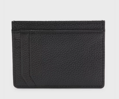 Grained-leather Card Holder with Contrast Logo