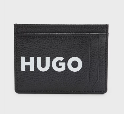 Grained-leather Card Holder with Contrast Logo