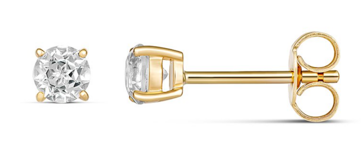 Alice White Topaz April Birthstone Earring – 9ct Yellow Gold