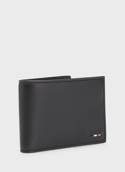 Grained Faux-leather Wallet with Logo and Signature Stripe