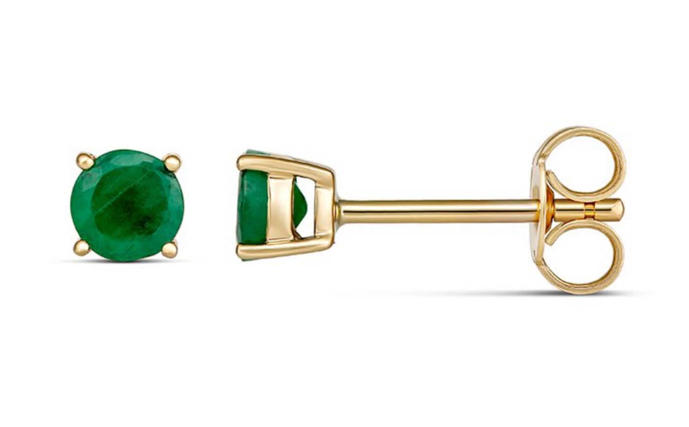 Emerald May Birthstone Earring – 9ct Yellow Gold