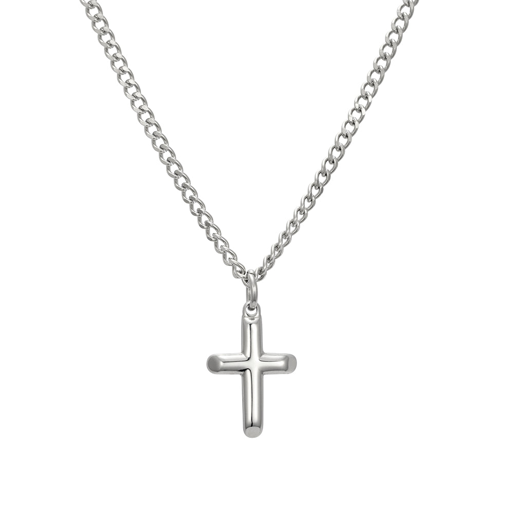 3D Latin Cross Cuban Link Necklace – Stainless Steel Chain (Gold, Silver, Black)