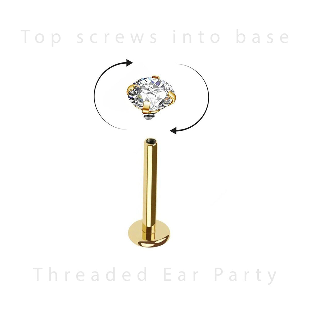 Internally threaded flat back earring screw system