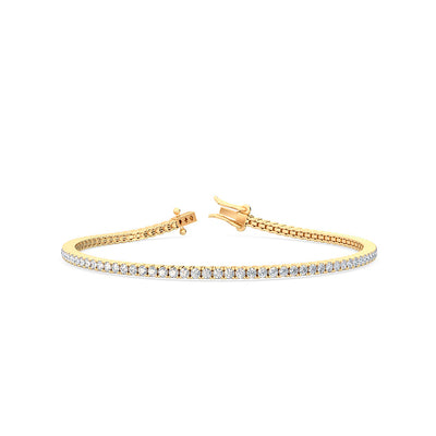 Yellow gold tennis bracelet with E–F VS diamonds – 81 stone 2ct