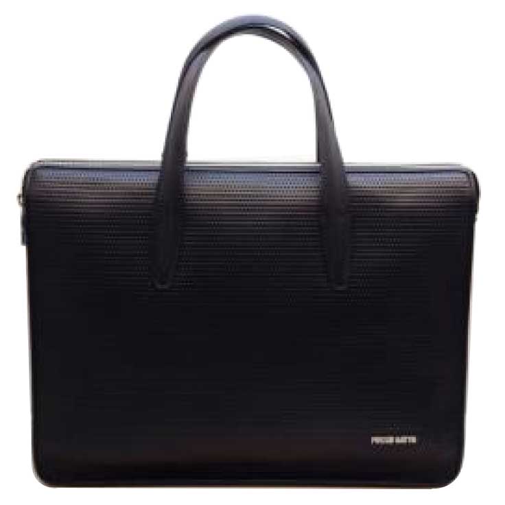 Black Leather Basketweave Tote Bag