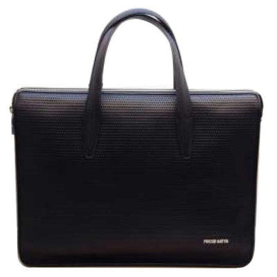 Black Leather Basketweave Tote Bag