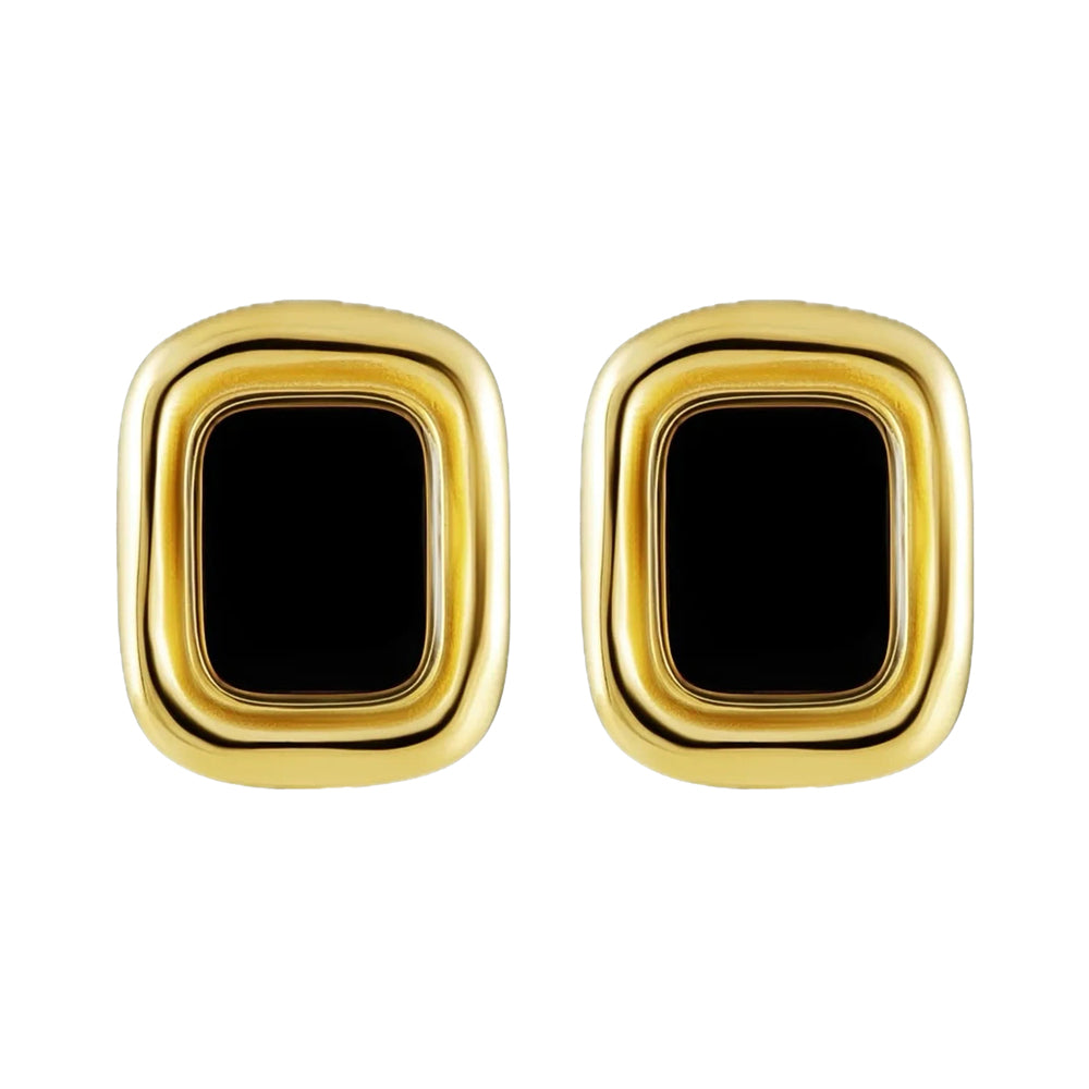 Rectangle Onyx Earrings
