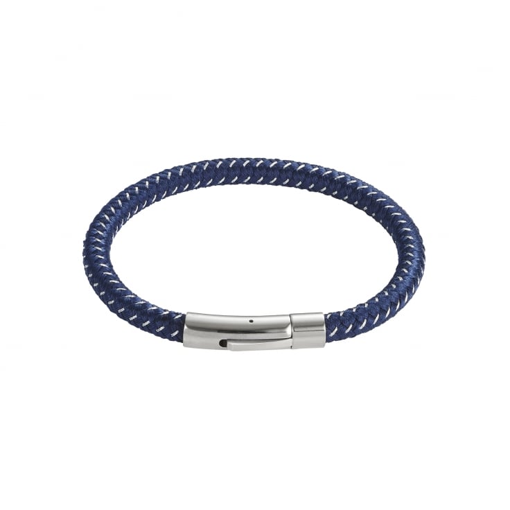 Savage - Navy & Stainless Steel Wire Leather Bracelet