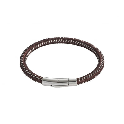 Savage - Navy & Stainless Steel Wire Leather Bracelet