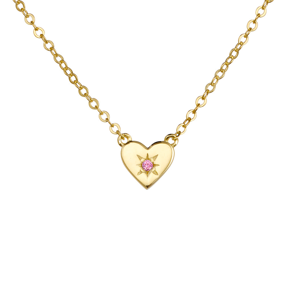 love heart pendant with pink CZ
