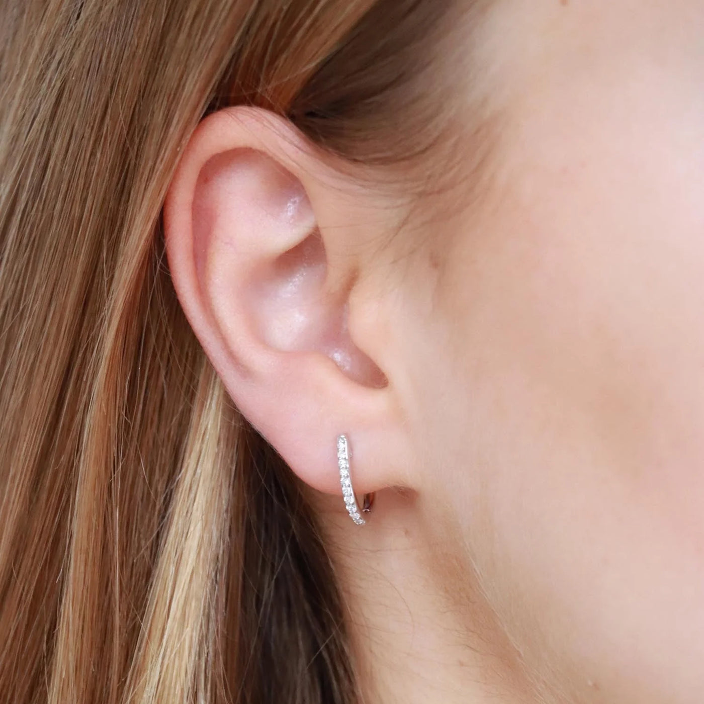 9ct White Gold Diamond Huggies