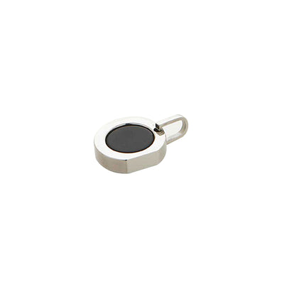 Polished Stainless Steel & Onyx Round Pendant on Chain