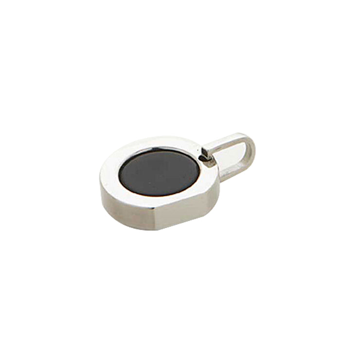 Polished Stainless Steel & Onyx Round Pendant on Chain