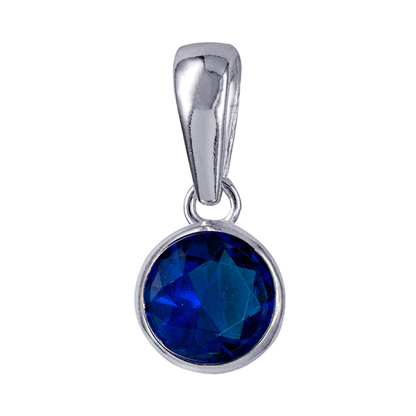Sapphire Glass Bezel Set Birthstone Pendant (September)