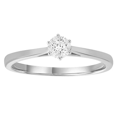 9k White Gold Diamond Claw Set Solitaire Ring