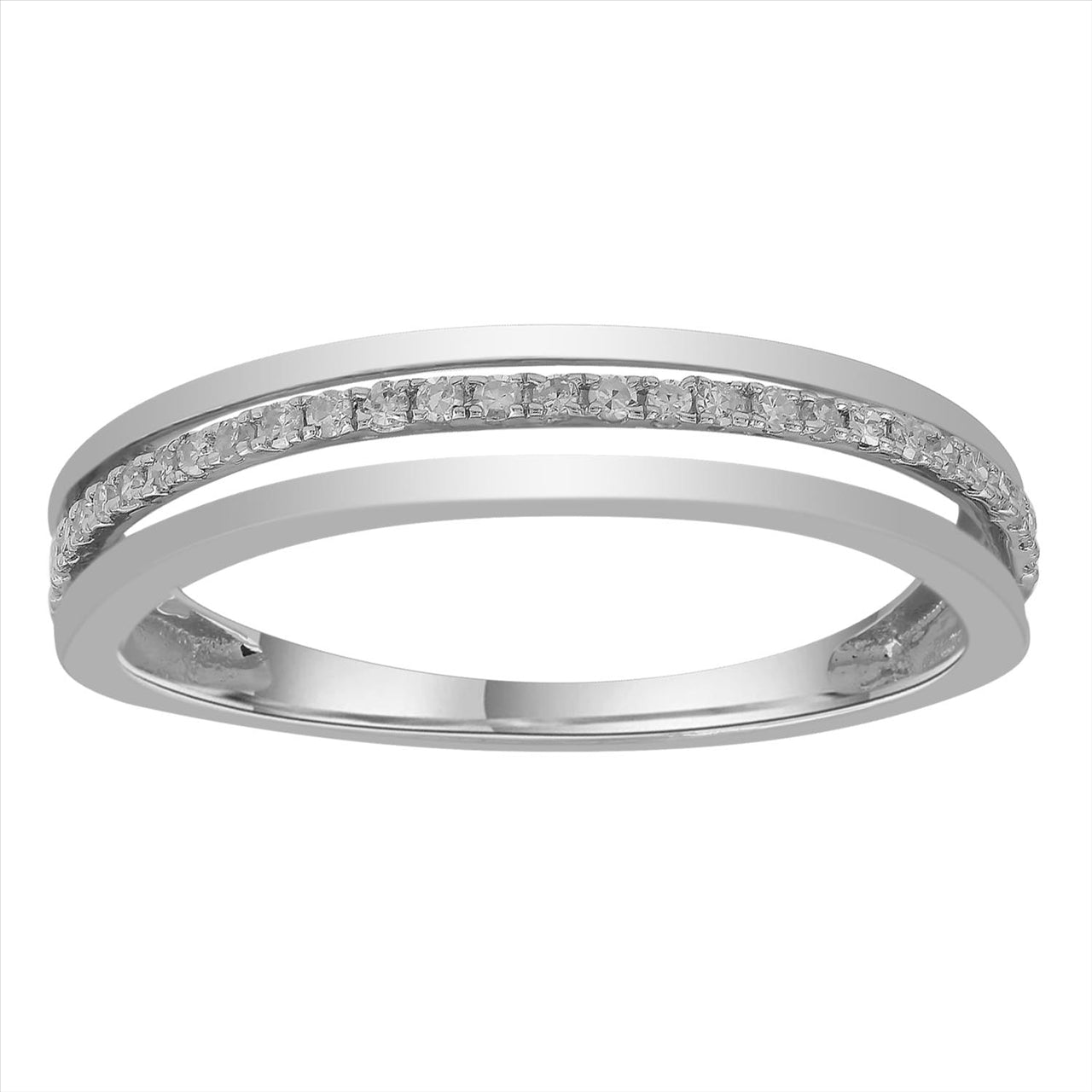 Band Ring with 0.10ct Diamonds in 9K White Gold