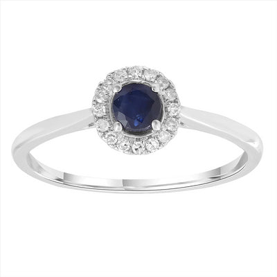 9k Gold Sapphire And Diamond Ring