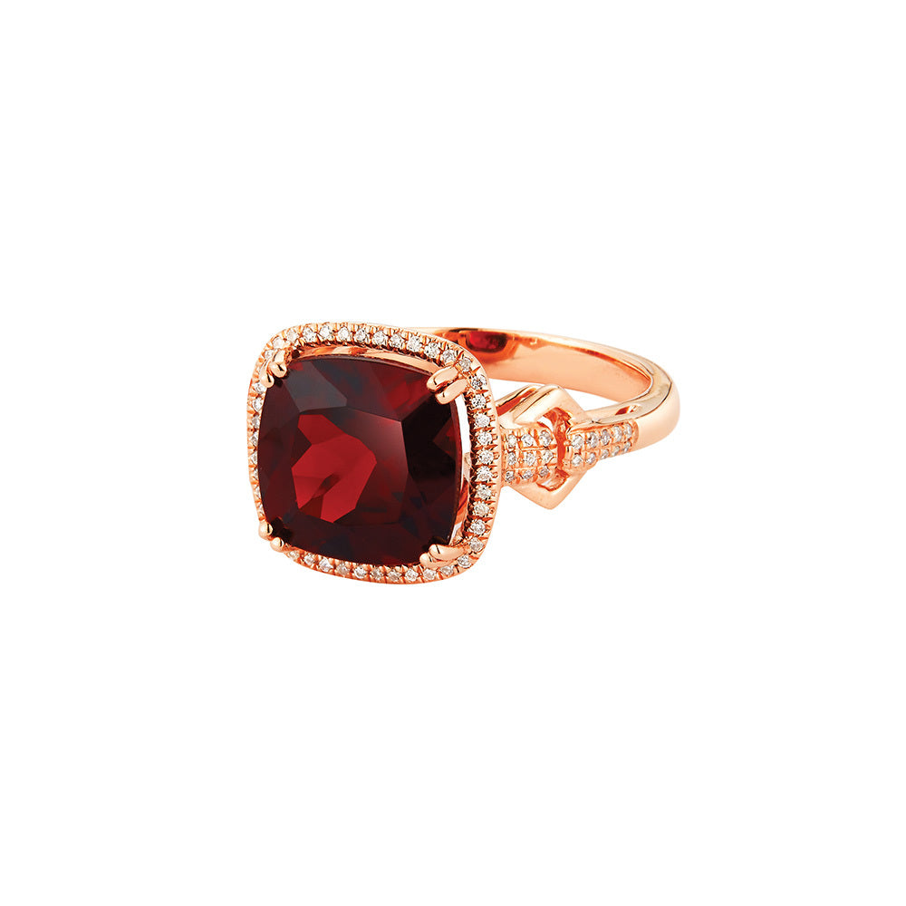 14k Rose Gold Garnet and Diamond Dress Ring