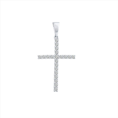 Diamond Cross Pendant with 0.25ct Diamonds in 9K White Gold - PC-0173-W