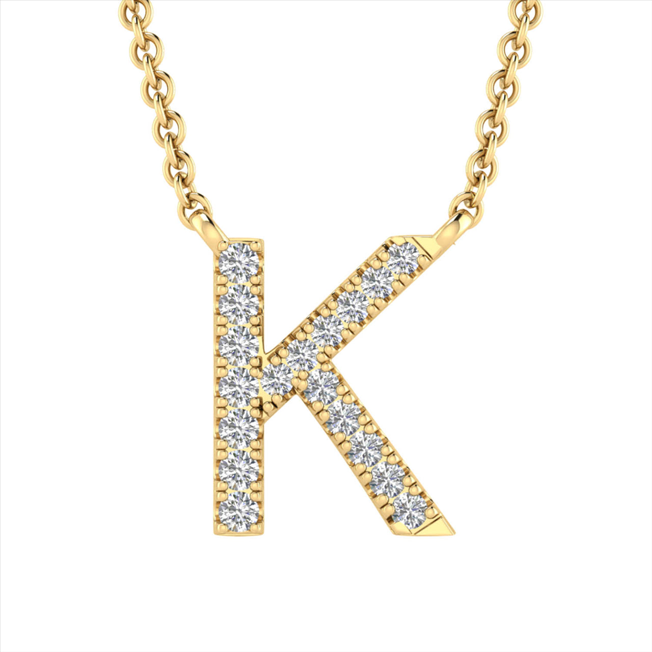 Initial 'K' Necklace with 0.06ct Diamonds in 9K Yellow Gold - PF-6273-Y