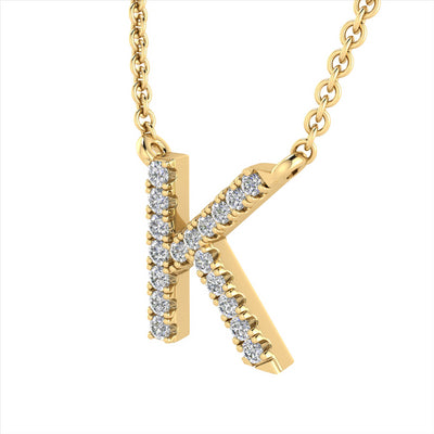 Initial 'K' Necklace with 0.06ct Diamonds in 9K Yellow Gold - PF-6273-Y