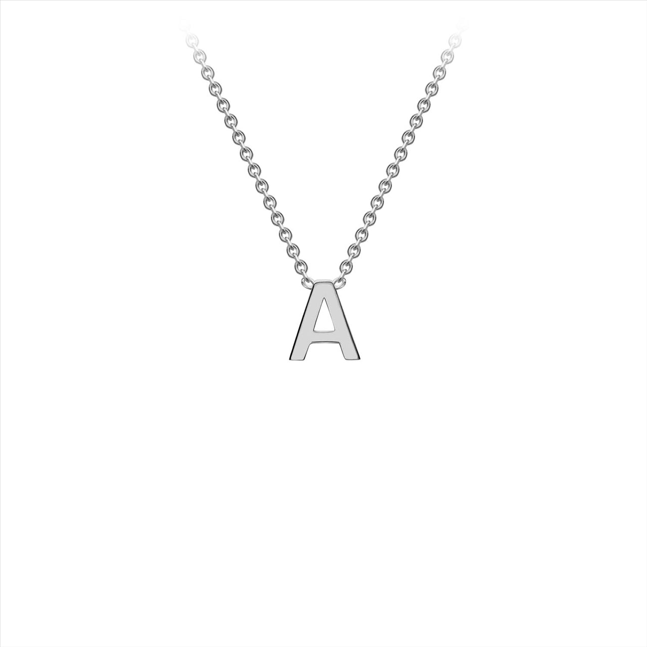 9K White Gold 'A' Initial Adjustable Letter Necklace 38/43cm