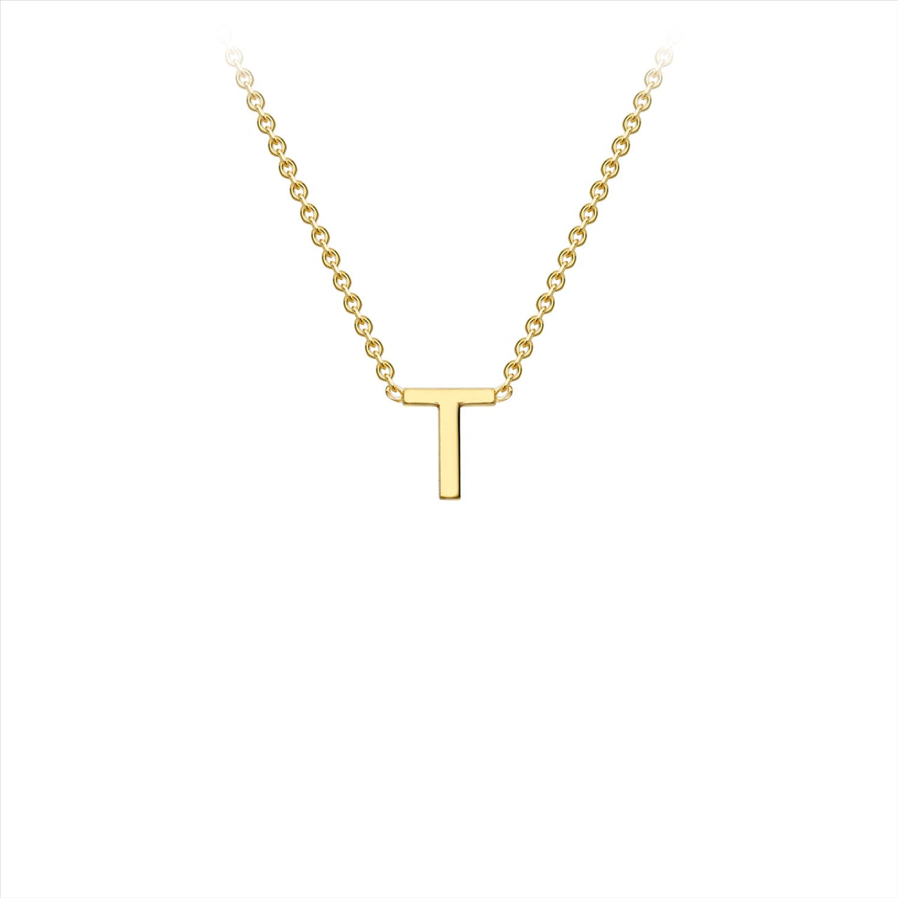 9K Yellow Gold 'T' Initial Adjustable Letter Necklace 38/43cm