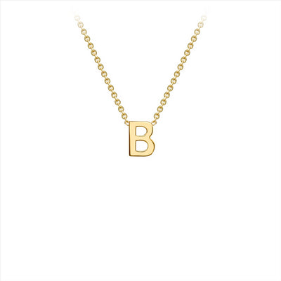 9K Yellow Gold 'B' Initial Adjustable Letter Necklace 38/43cm