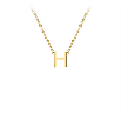 9K Yellow Gold 'H' Initial Adjustable Letter Necklace 38/43cm
