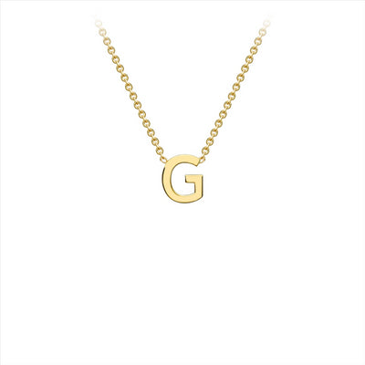 9K Yellow Gold 'G' Initial Adjustable Letter Necklace 38/43cm