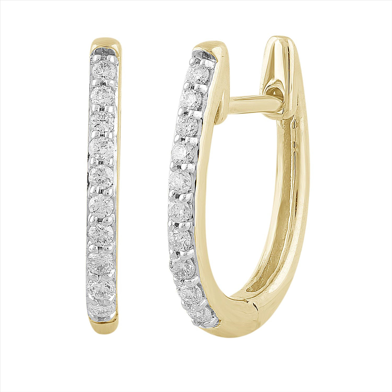 Huggie Earrings with 0.15ct Diamonds In 9K Yellow Gold