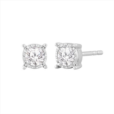 Stud Earrings with 0.25ct Diamond in 9K White Gold