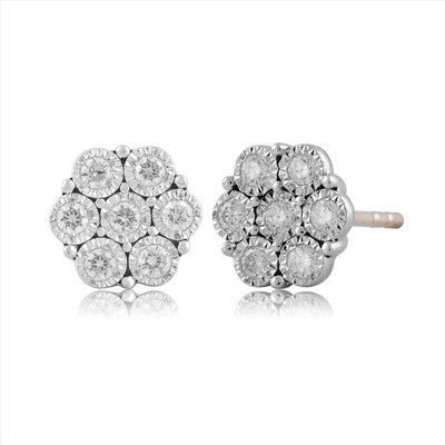 Cluster Earrings with 0.25ct Diamond in 9K Yellow Gold