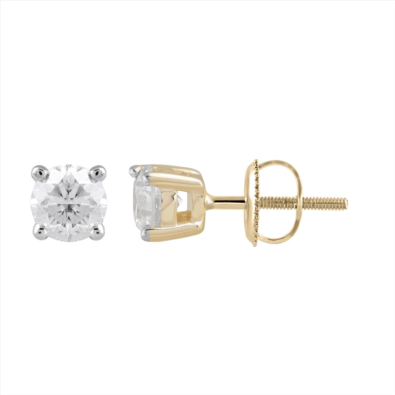 Stud Earrings with 0.50ct Diamond in 9K Yellow Gold 0.50ct