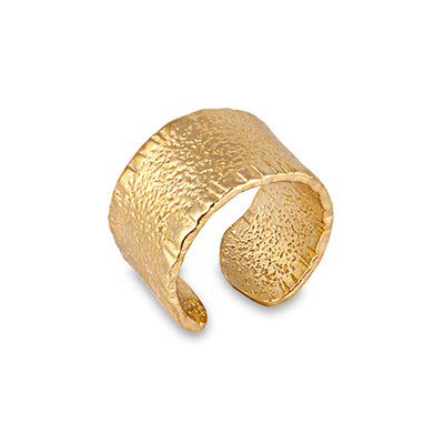 GOLD PLATED BRASS WIDE BAND SPLIT RING