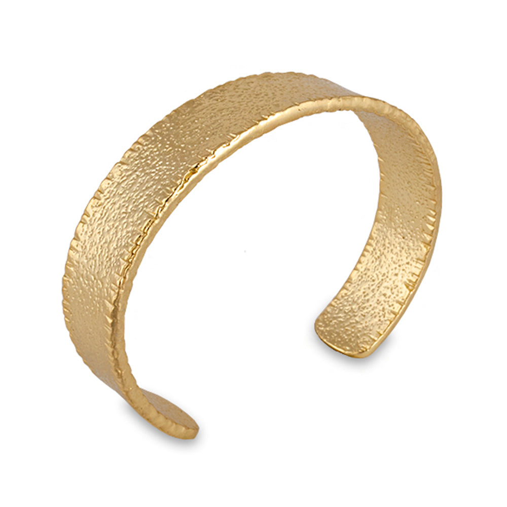 GOLD PLATED BRASS WIDE OPEN TEXTURED BANGLE