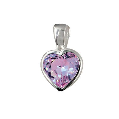 Heart Pendant With Lavender Cubic Zirconia