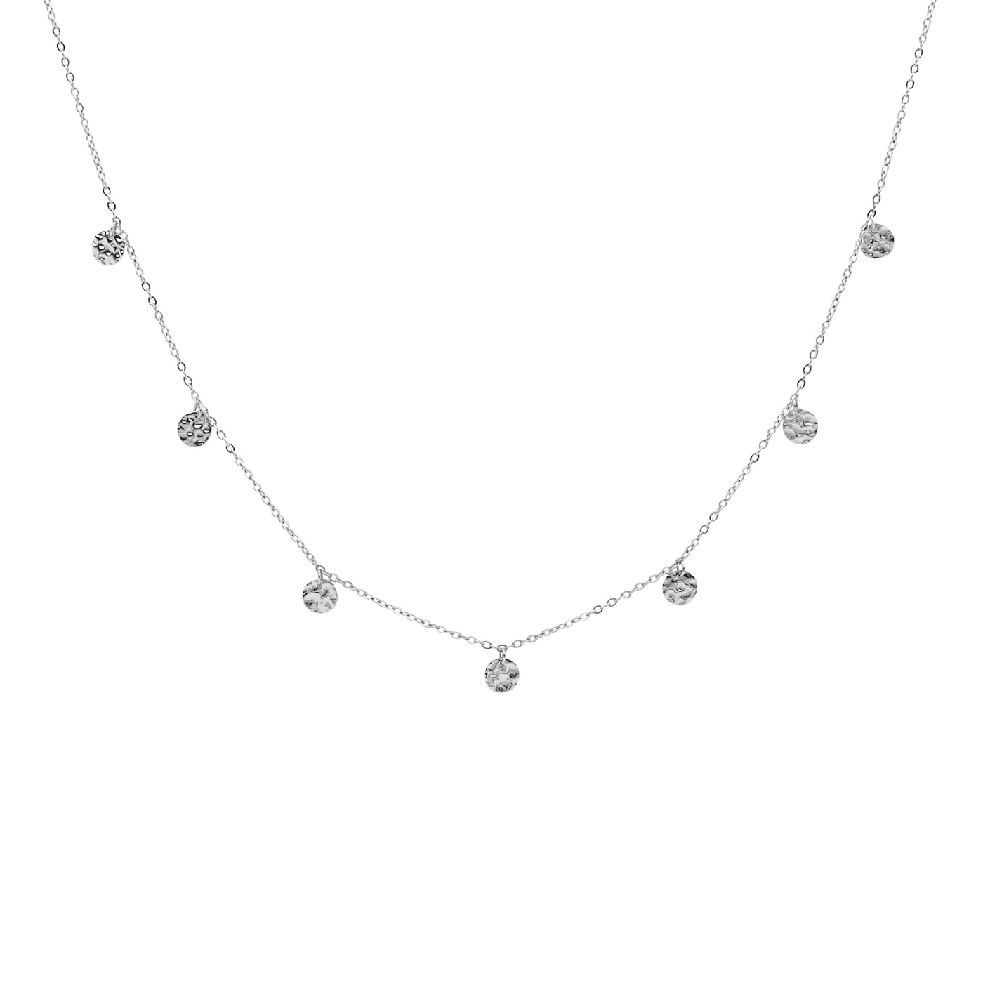 Stainless steel necklace with 7x disk feature
