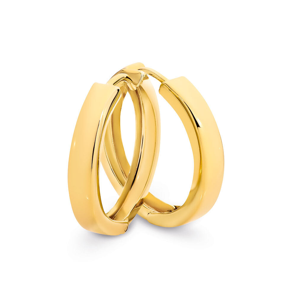 9k Yellow Gold and Silver Bonded Huggie Earrings