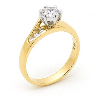 White Diamond Round Ring in 18ct (Y/W) Multi Coloured Gold