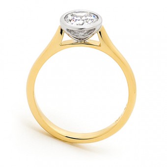 White Round Diamond Ring in 18ct (Y/W) Multi Coloured Gold