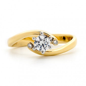 White Diamond ENGAGEMENT RING  in 18ct (Y/W) Multi Coloured Gold
