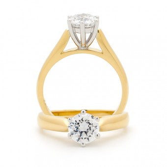 White Diamond Ring in 18ct (Y/W) Multi Coloured Gold